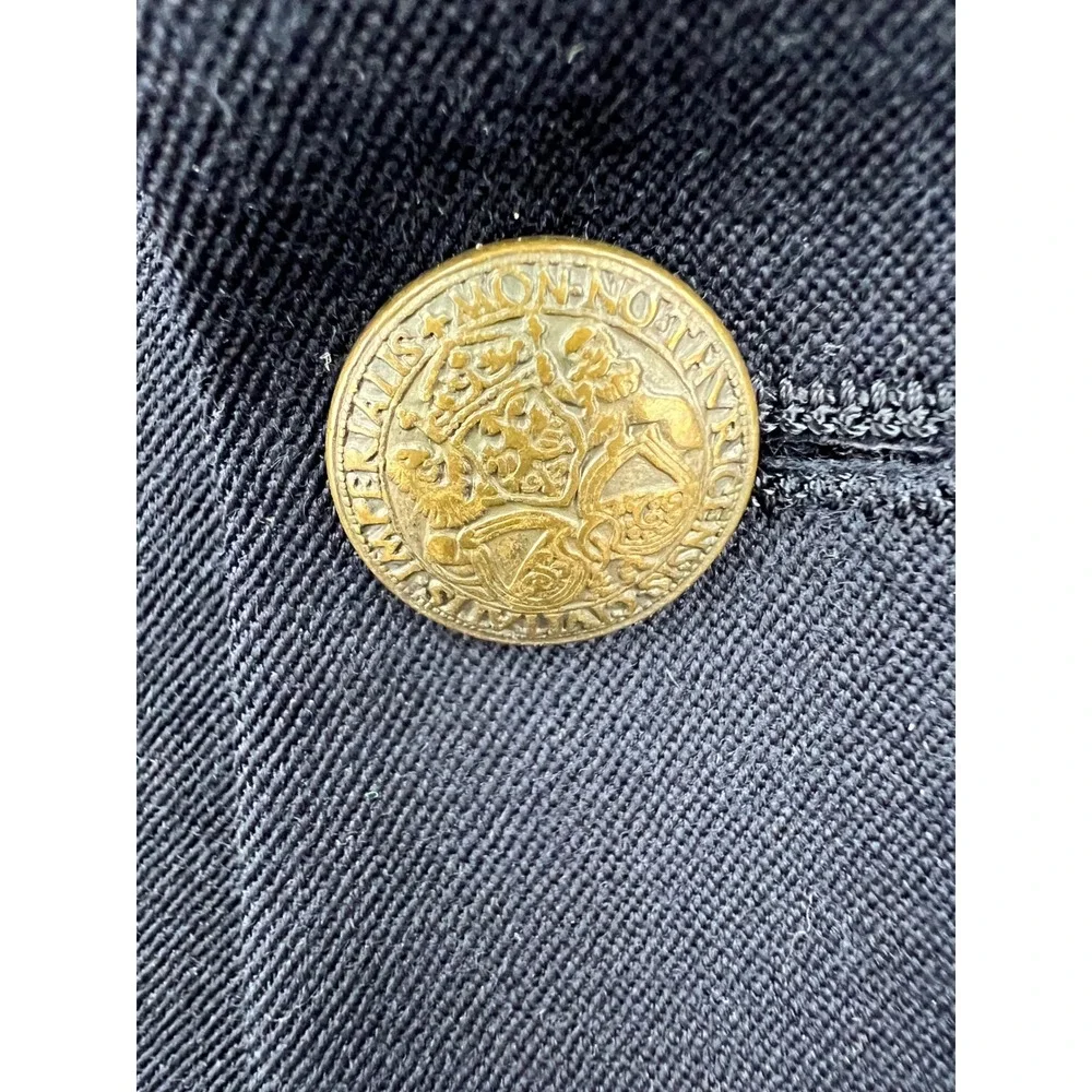 Oscar de la Renta Blazer Mens 42L Navy Blue Wool Sport Coat Crest Button Good